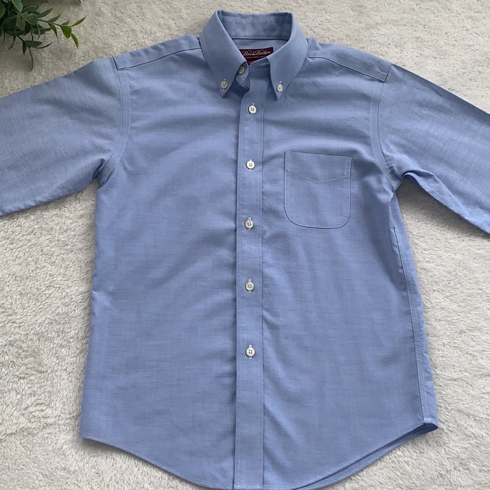 Brooks Brothers Boys Blue Button-Down Shirt 10 EUC